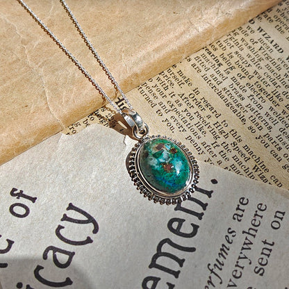 Colgante Óvalo de Crisocola y Plata de Ley 925 - Mystical Tienda