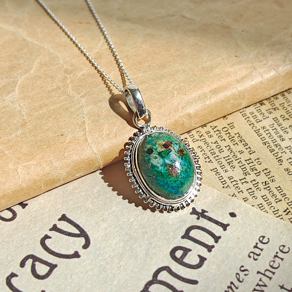 Colgante Óvalo de Crisocola y Plata de Ley 925 - Mystical Tienda