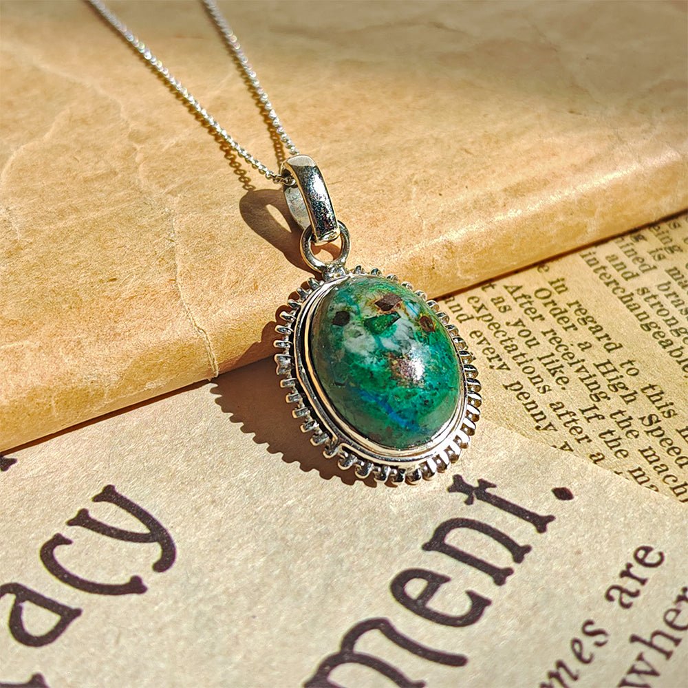 Colgante Óvalo de Crisocola y Plata de Ley 925 - Mystical Tienda