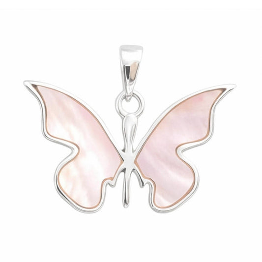 Colgante Mariposa Fairy Nácar Rosa - Plata de Ley 925