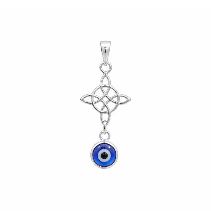 Colgante Doble Protector Nudo Bruja & Ojo Turco - Plata de Ley 925