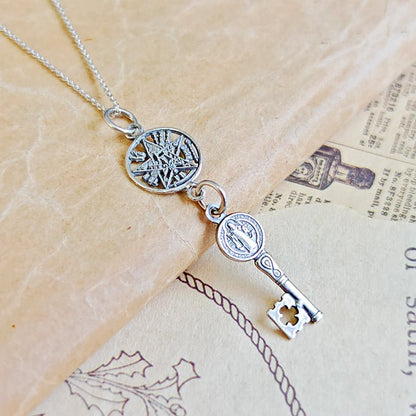 Colgante Protector Llave de San Benito & Tetragramaton S925 - Mystical Tienda