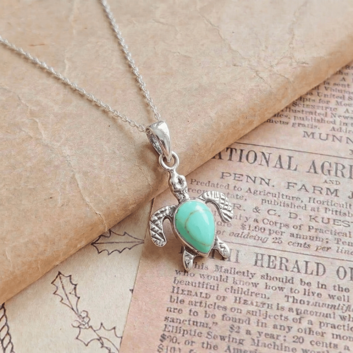 Colgante Tortuga con Howlita Azul - Plata de Ley 925 - Mystical Tienda
