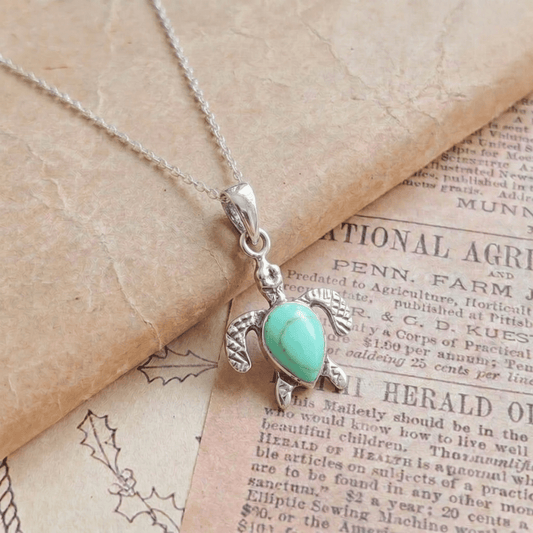 Colgante Tortuga con Howlita Azul - Plata de Ley 925 - Mystical Tienda