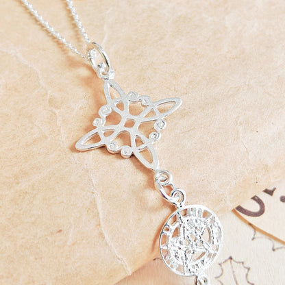 Colgante Triple Protector S925: Nudo de Bruja, Tetragramatón y San Judas Tadeo - Mystical Tienda