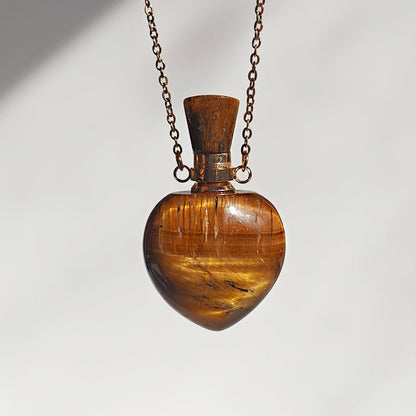 Collar Botella Mágica – Ojo de Tigre & Acero Inox. Dorado - Mystical Tienda