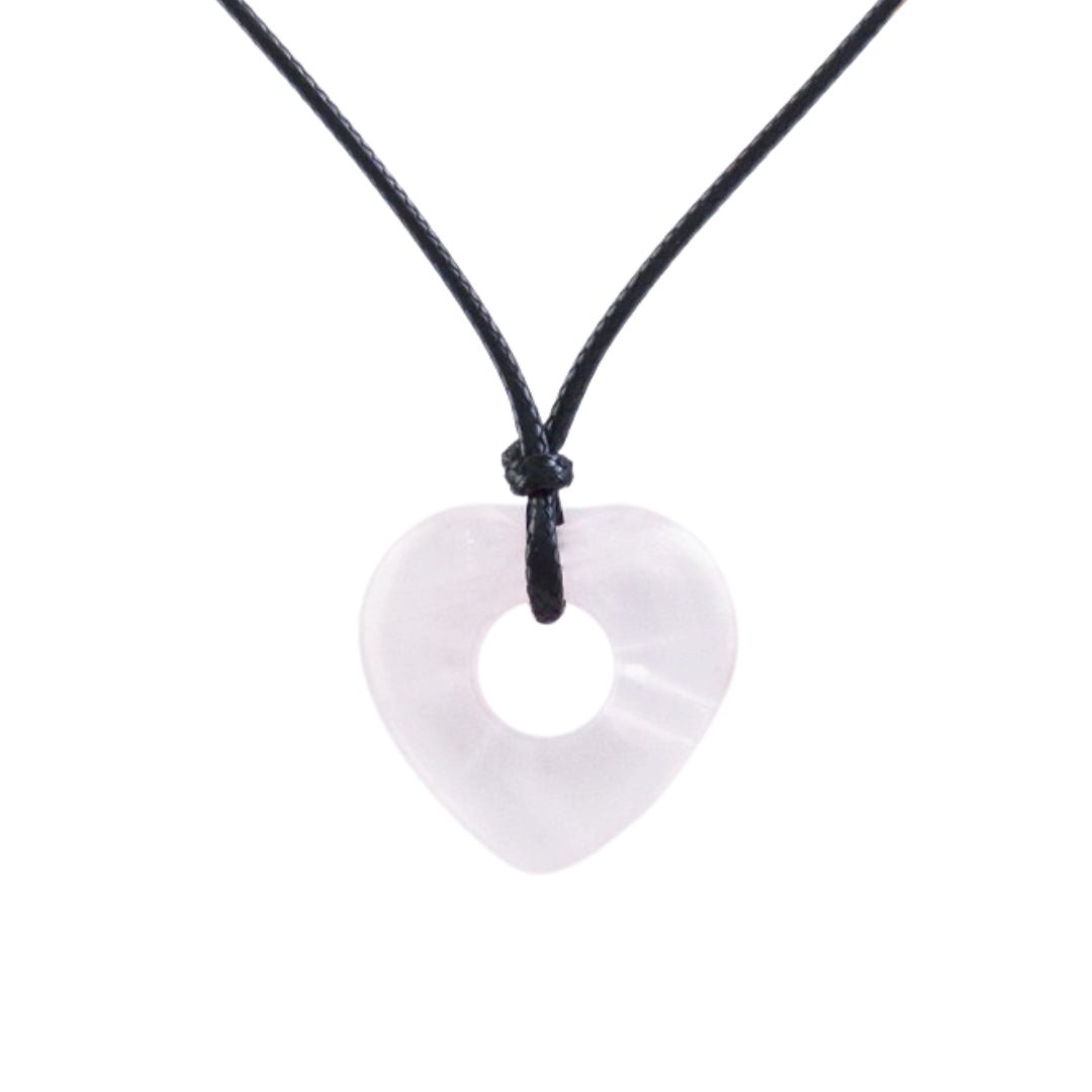 Collar Corazón de Cuarzo Blanco Agujereado - Mystical Tienda