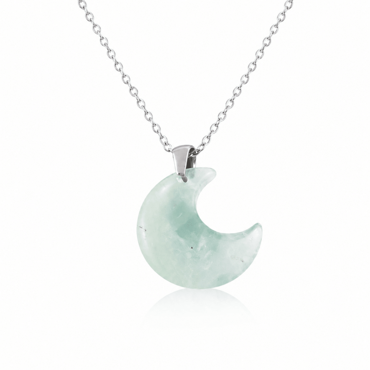 Collar Luna de Fluorita - Acero Inox. - Mystical Tienda