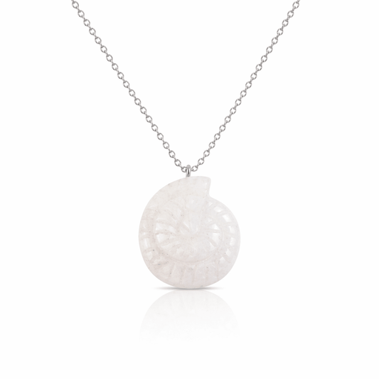 Collar 'Nautilus' Cuarzo Blanco - Acero Inox - Mystical Tienda
