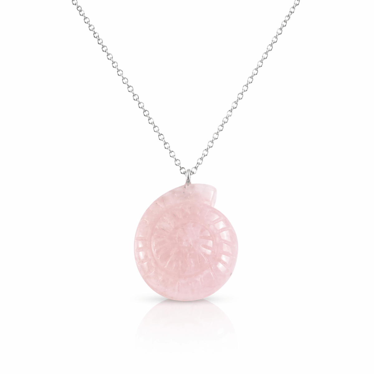 Collar 'Nautilus' Cuarzo Rosa - Acero Inox - Mystical Tienda