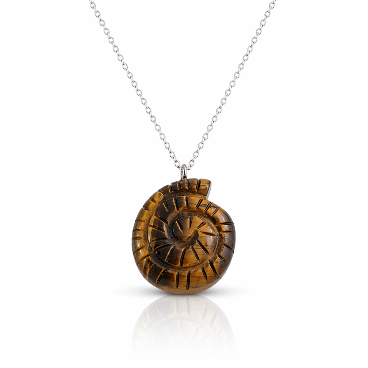 Collar 'Nautilus' Ojo de Tigre - Acero Inox - Mystical Tienda
