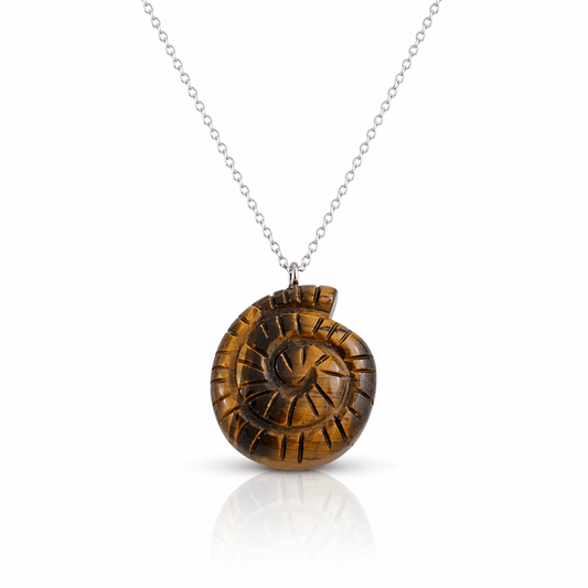 Collar 'Nautilus' Ojo de Tigre - Acero Inox - Mystical Tienda