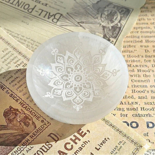 Cuenco de Selenita con Mandala - Mystical Tienda