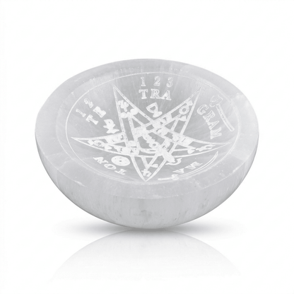 Cuenco de Selenita con Tetragrammaton - Mystical Tienda