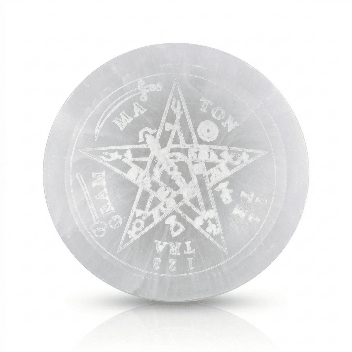 Cuenco de Selenita con Tetragrammaton - Mystical Tienda
