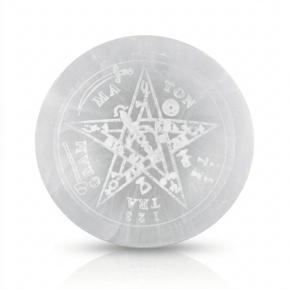 Cuenco de Selenita con Tetragrammaton - Mystical Tienda