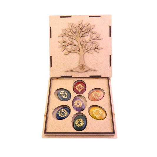 Kit 7 Chakras + Cajita de Madera Árbol de la Vida - Mystical Tienda