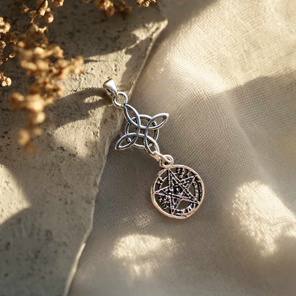 Colgante Nudo de Bruja & Tetragramaton S925 'Brillante'