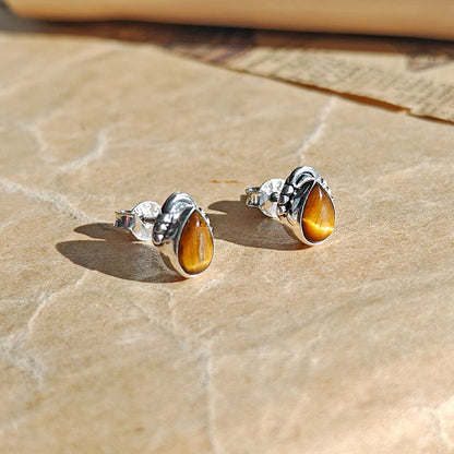 Pendientes Agra de Ojo de Tigre y Plata de Ley 925 - Mystical Tienda