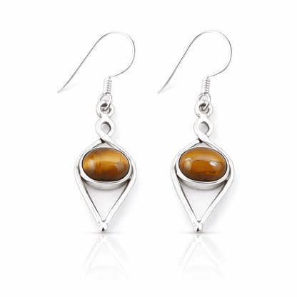 Pendientes 'Eleos' Ojo de Tigre y Plata de Ley 925 - Mystical Tienda