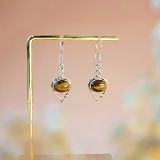 Pendientes 'Eleos' Ojo de Tigre y Plata de Ley 925 - Mystical Tienda