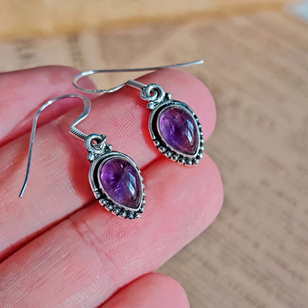 Pendientes 'Ishtar' de Amatista y Plata de Ley 925 - Mystical Tienda