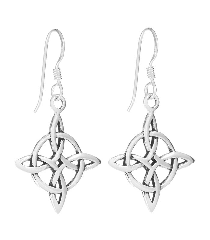 Pendientes Largos de Nudo de Bruja en Plata de Ley 925 - Mystical Tienda