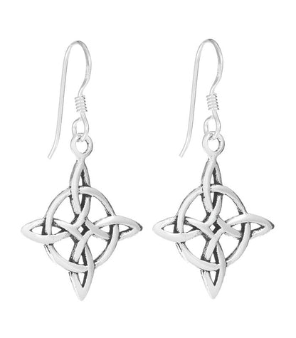 Pendientes Largos de Nudo de Bruja en Plata de Ley 925 - Mystical Tienda