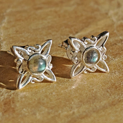 Pendientes Nudo de Bruja con Labradorita en Plata de Ley 925 - Mystical Tienda