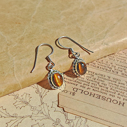 Pendientes 'Quilla' Ojo de Tigre y Plata de Ley 925 - Mystical Tienda