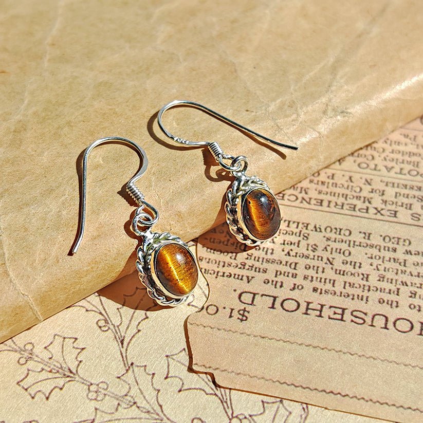 Pendientes 'Quilla' Ojo de Tigre y Plata de Ley 925 - Mystical Tienda