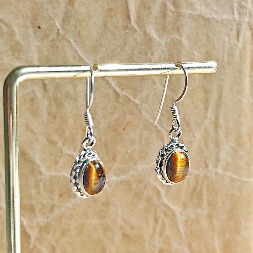 Pendientes 'Quilla' Ojo de Tigre y Plata de Ley 925 - Mystical Tienda