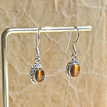 Pendientes 'Quilla' Ojo de Tigre y Plata de Ley 925 - Mystical Tienda