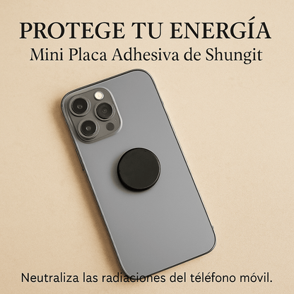 Placa de Shungit Circular Adhesiva – Protección energética para tu móvil - Mystical Tienda