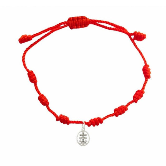 Pulsera 7 Nudos con Cruz de Caravaca - Plata de Ley - Mystical Tienda