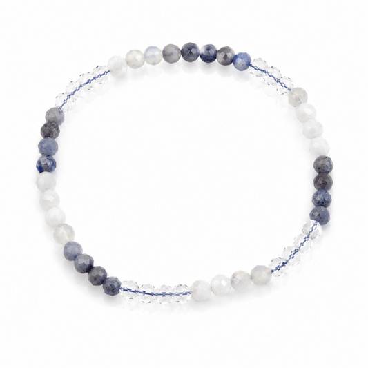 Pulsera “Atracción Energia Divina” Facetada - Sodalita, Piedra de Luna & Cuarzo blanco - Mystical Tienda