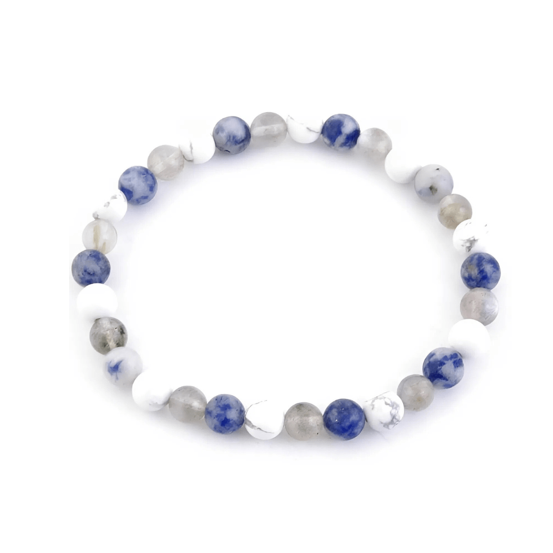 Pulsera “Comunicación” - Sodalita, Howlita Blanca y Labradorita - Mystical Tienda