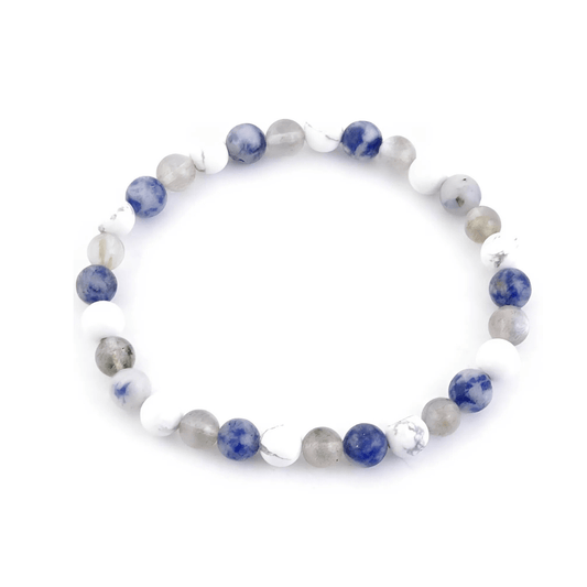 Pulsera “Comunicación” - Sodalita, Howlita Blanca y Labradorita - Mystical Tienda