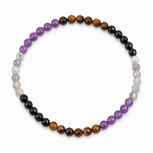 Pulsera “Contra Hechizo” Facetada - Turmalina, Ojo de tigre, Amatista y Labradorita - Mystical Tienda