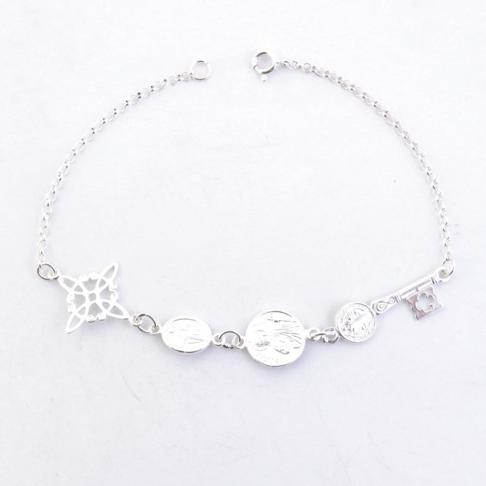 Pulsera Cuádruple de Protección S925: Cuatro Amuletos de Luz - Mystical Tienda