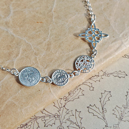 Pulsera Cuádruple de Protección S925: Cuatro Sellos Sagrados - Mystical Tienda