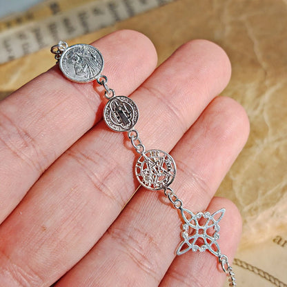 Pulsera Cuádruple de Protección S925: Cuatro Sellos Sagrados - Mystical Tienda