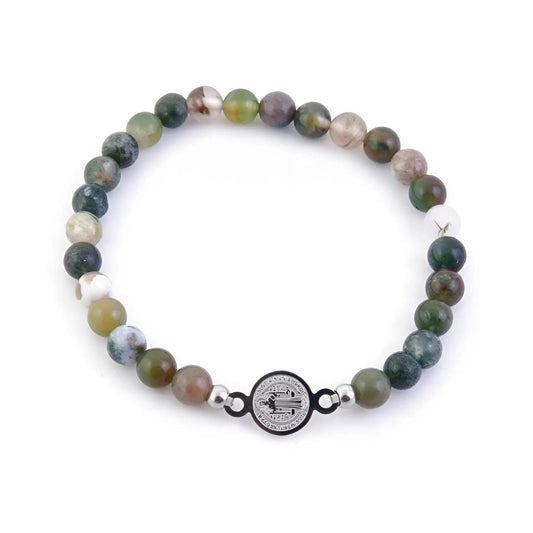 Pulsera de Ágata India & Amuleto de San Benito - Mystical Tienda