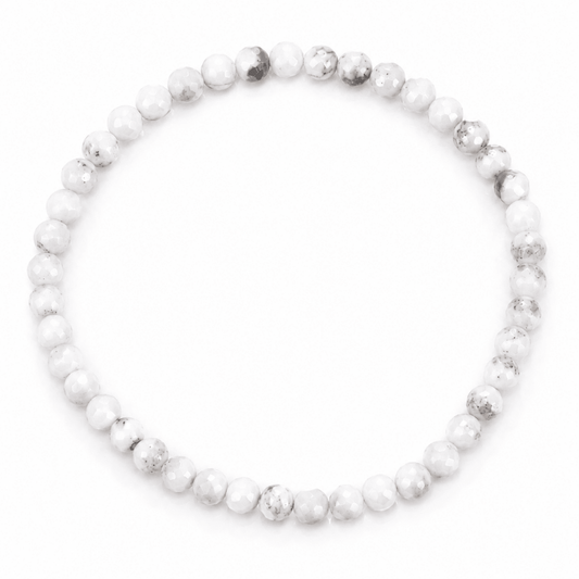 Pulsera de Howlita Blanca Bola Facetada - Mystical Tienda