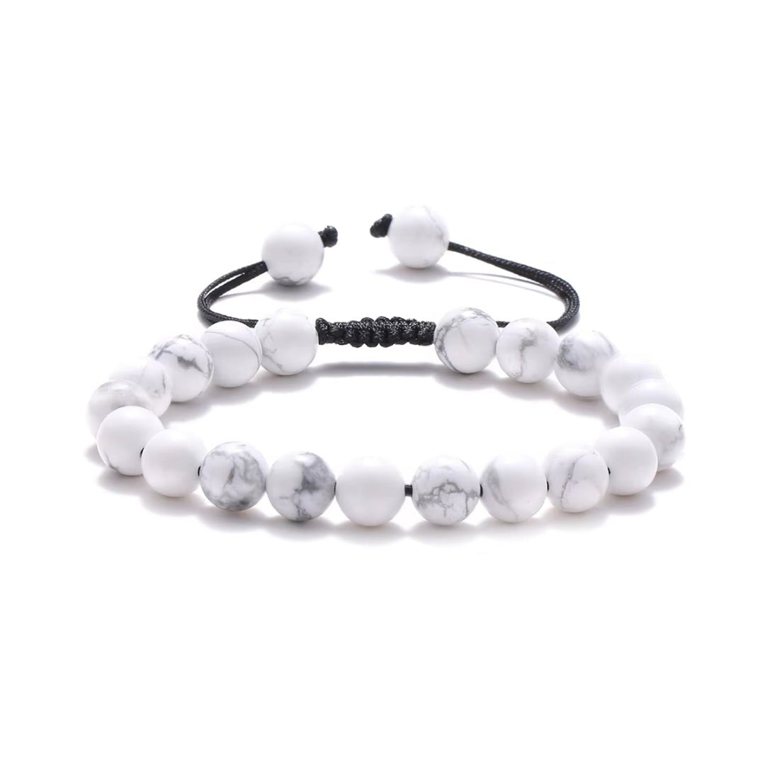 Pulsera de Howlita Blanca con Nudo Corredizo - Mystical Tienda