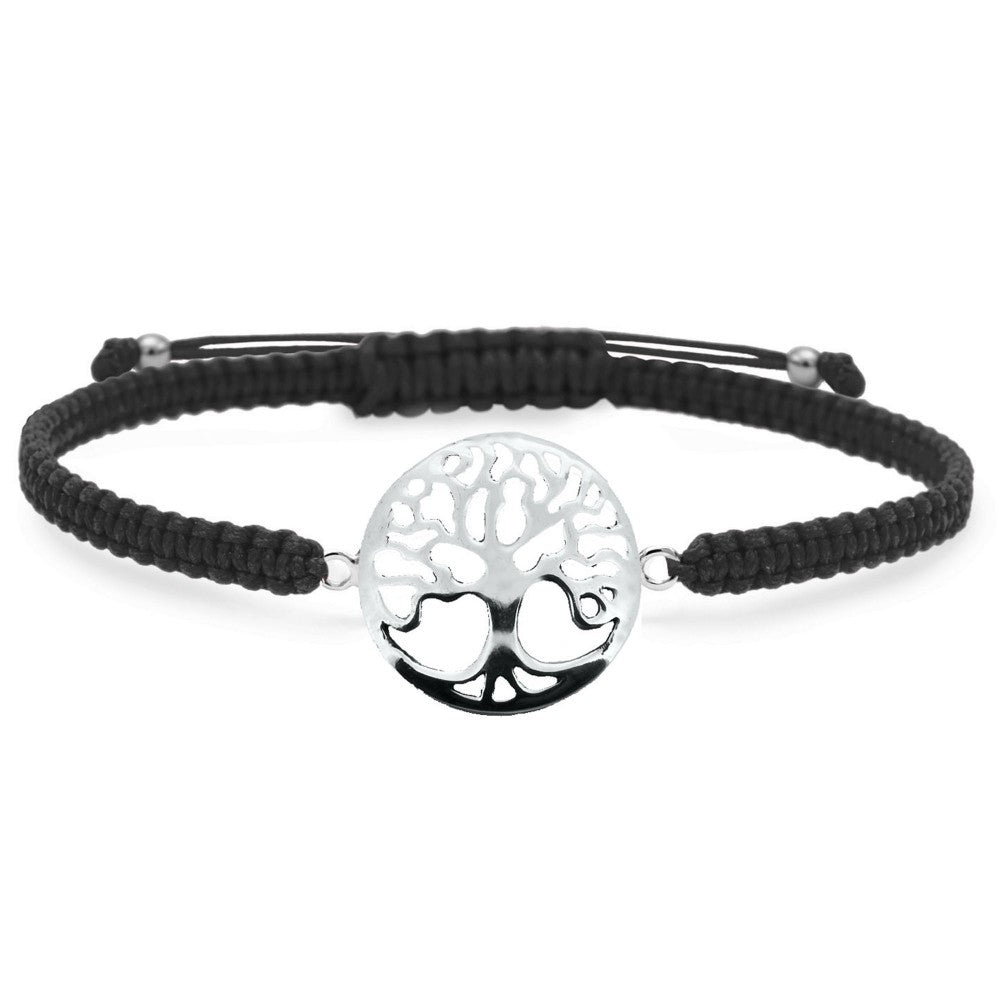 Pulsera Macramé Negro con Árbol de la Vida S925 - Mystical Tienda