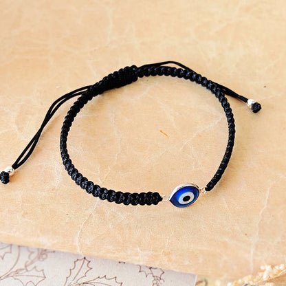 Pulsera Macramé Negro con Ojo Turco S925 - Mystical Tienda