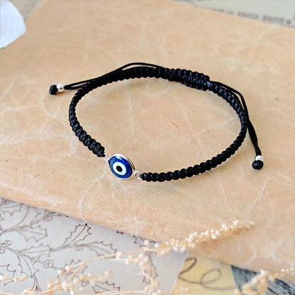 Pulsera Macramé Negro con Ojo Turco S925 - Mystical Tienda