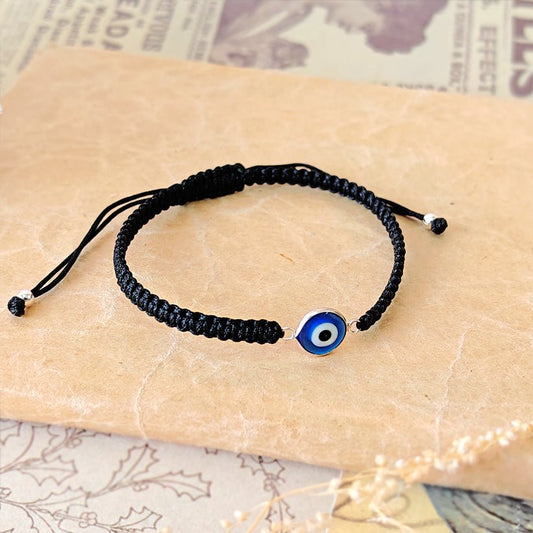 Pulsera Macramé Negro con Ojo Turco S925 - Mystical Tienda