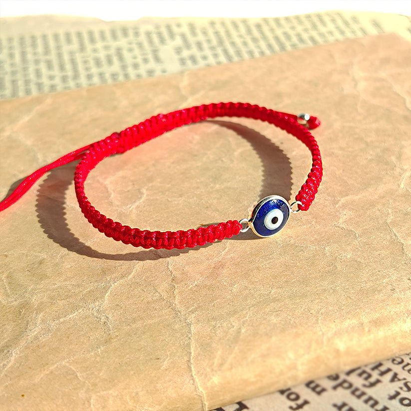 Pulsera Macramé Rojo con Ojo Turco S925 - Mystical Tienda